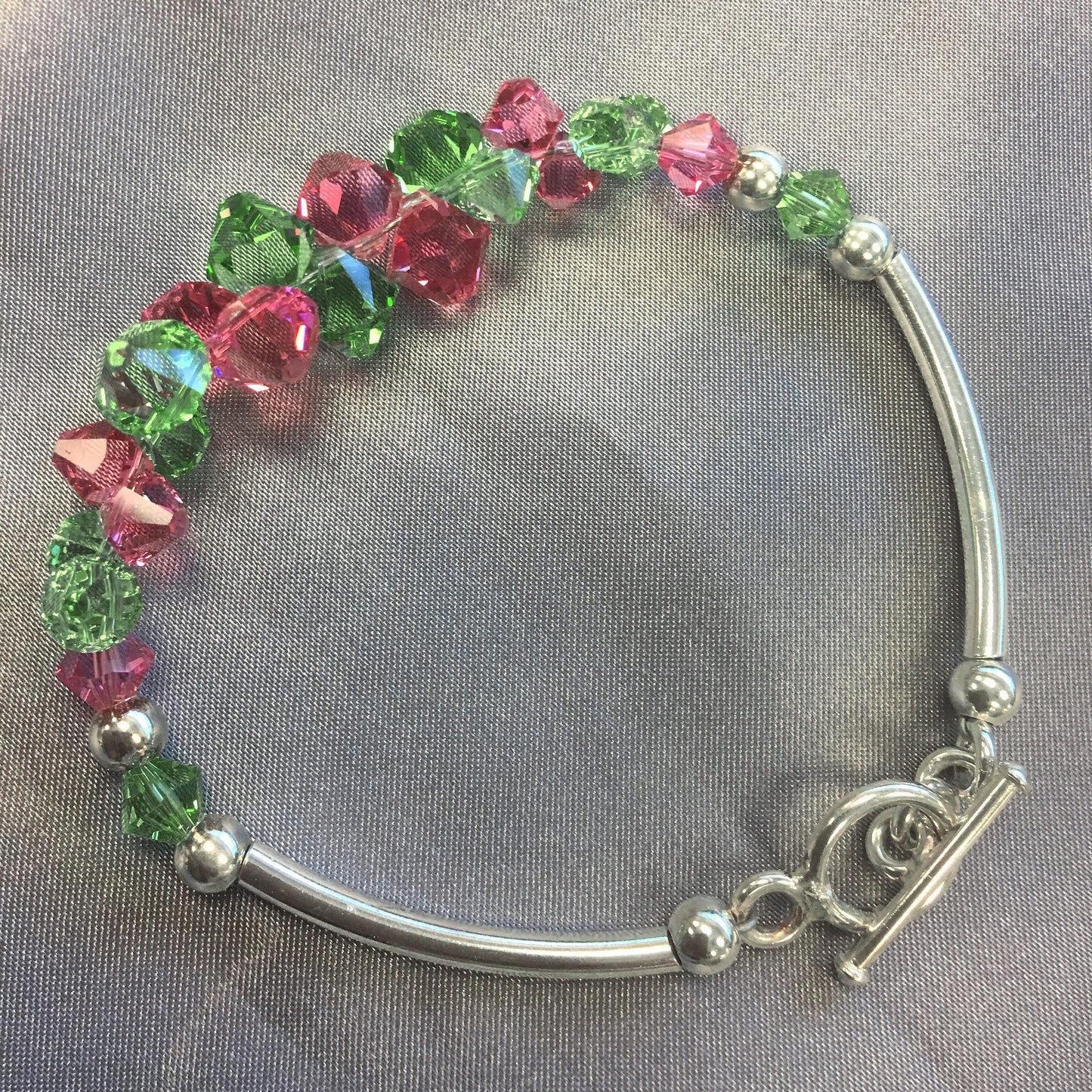 .925 Sterling Silver Bracelet with Austrian Crystals 7.5 Inches