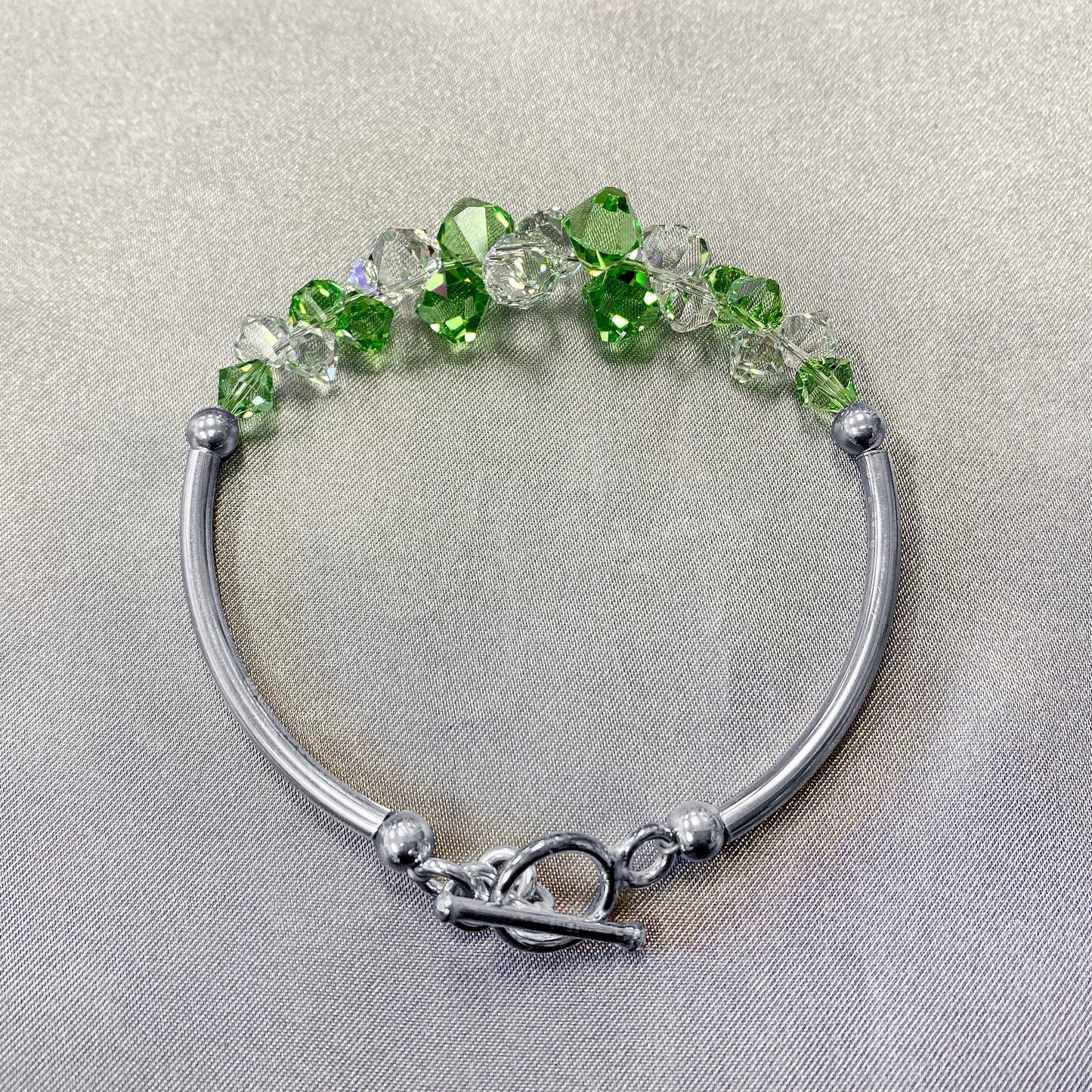 .925 Sterling Silver Bracelet with Austrian Crystals 7.5 Inches