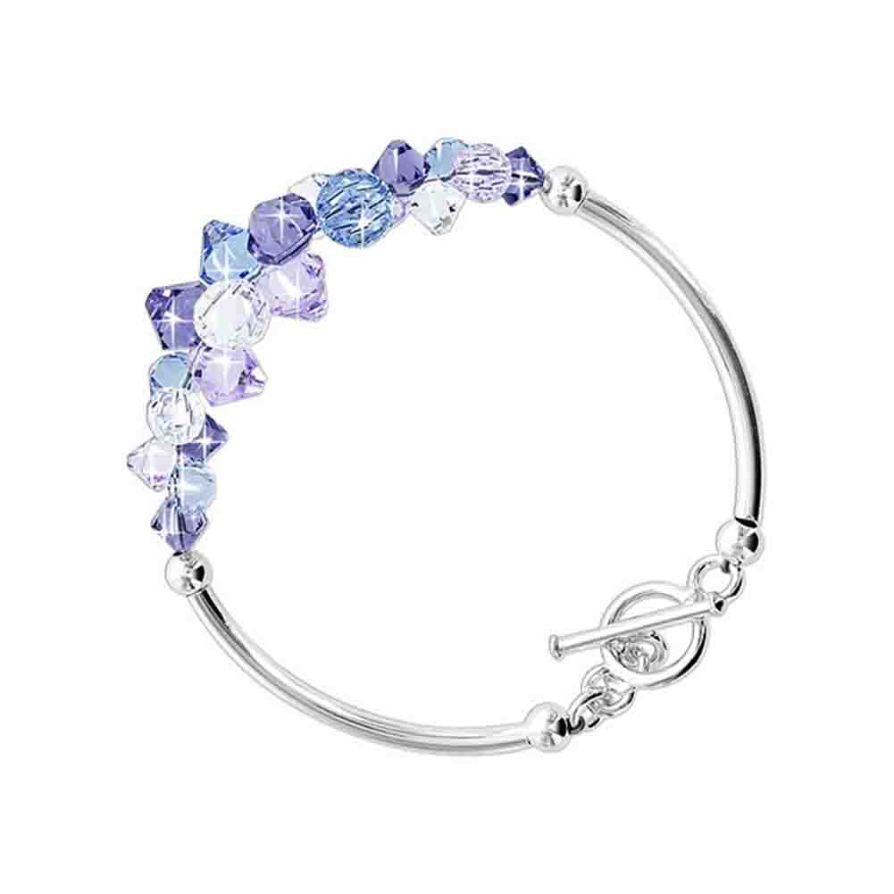 .925 Sterling Silver Bracelet with Austrian Crystals 7.5 Inches