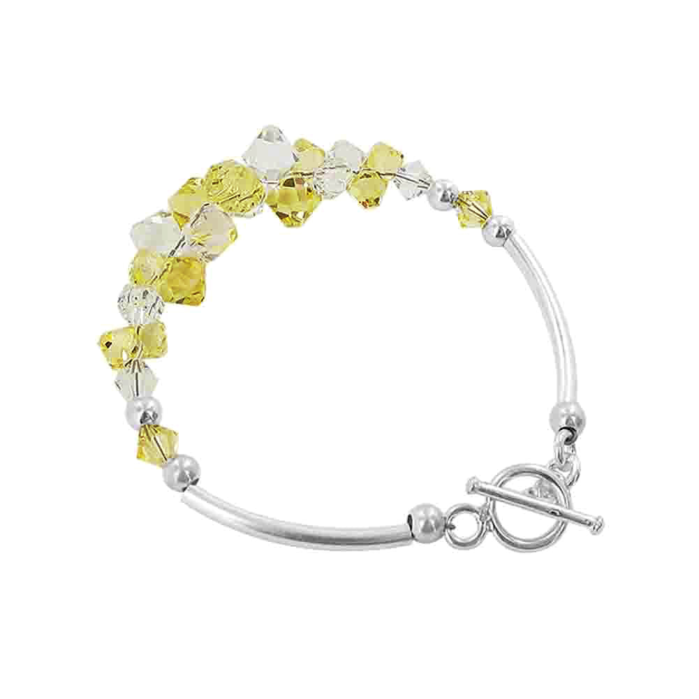 .925 Sterling Silver Bracelet with Austrian Crystals 7.5 Inches