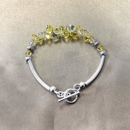 .925 Sterling Silver Bracelet with Austrian Crystals 7.5 Inches