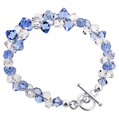 .925 Silver 7.5 Inch Bracelet with Cluster Style Bicone Austrian Crystals