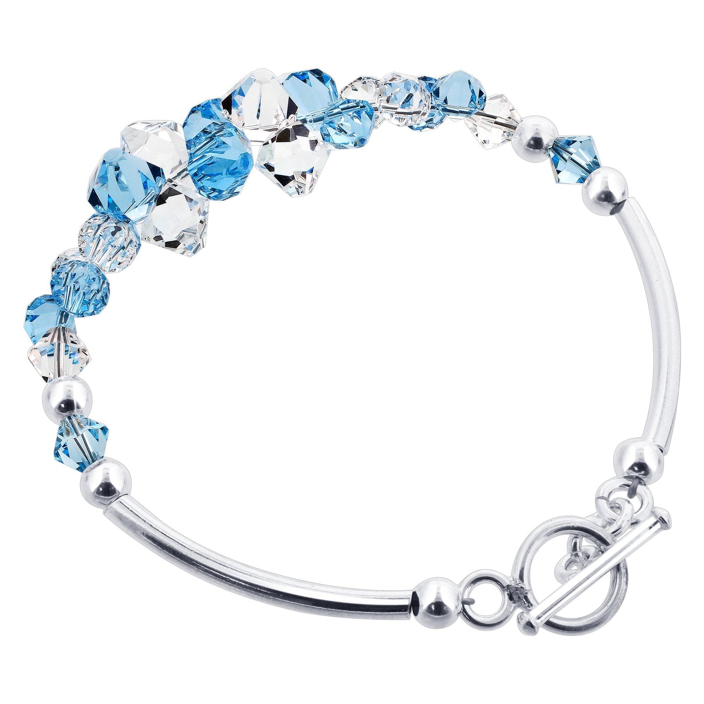 .925 Sterling Silver Bracelet with Austrian Crystals 7.5 Inches