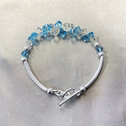 .925 Sterling Silver Bracelet with Austrian Crystals 7.5 Inches