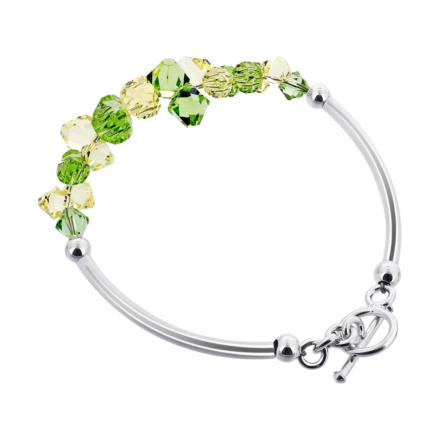 .925 Sterling Silver Bracelet with Austrian Crystals 7.5 Inches