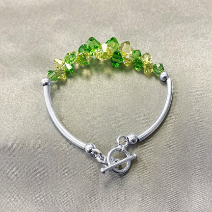 .925 Sterling Silver Bracelet with Austrian Crystals 7.5 Inches