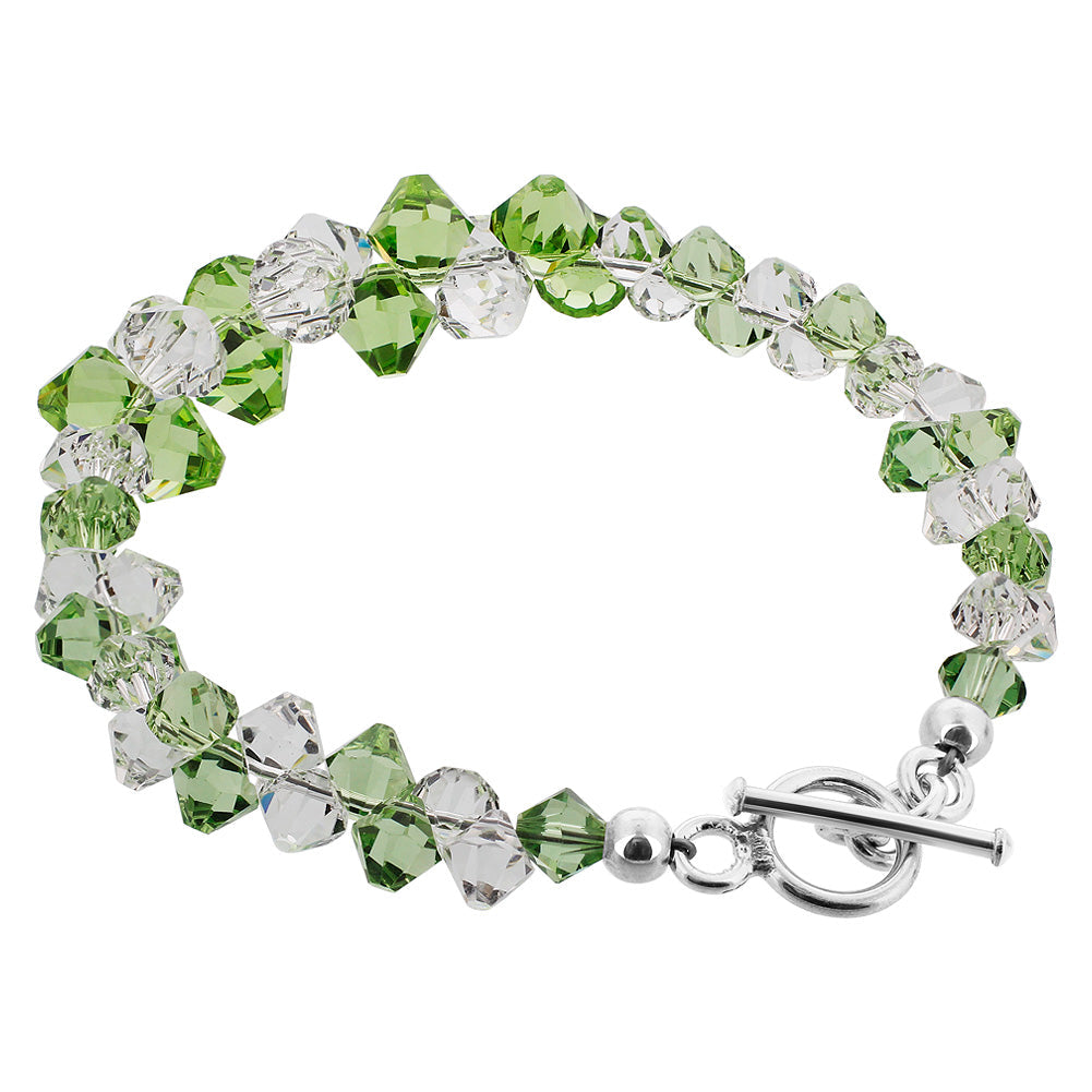 .925 Silver 7.5 Inch Bracelet with Cluster Style Bicone Austrian Crystals