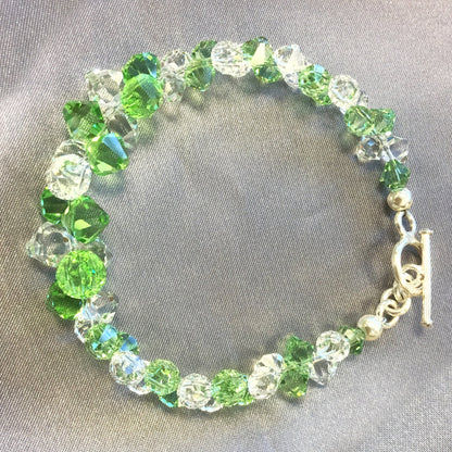 .925 Silver 7.5 Inch Bracelet with Cluster Style Bicone Austrian Crystals