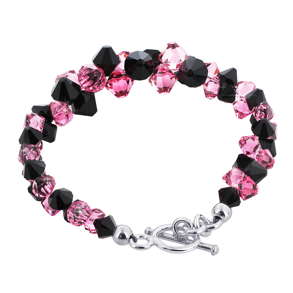 .925 Silver 7.5 Inch Bracelet with Cluster Style Bicone Austrian Crystals
