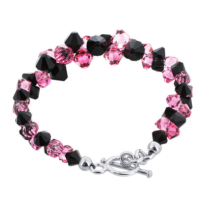 .925 Silver 7.5 Inch Bracelet with Cluster Style Bicone Austrian Crystals