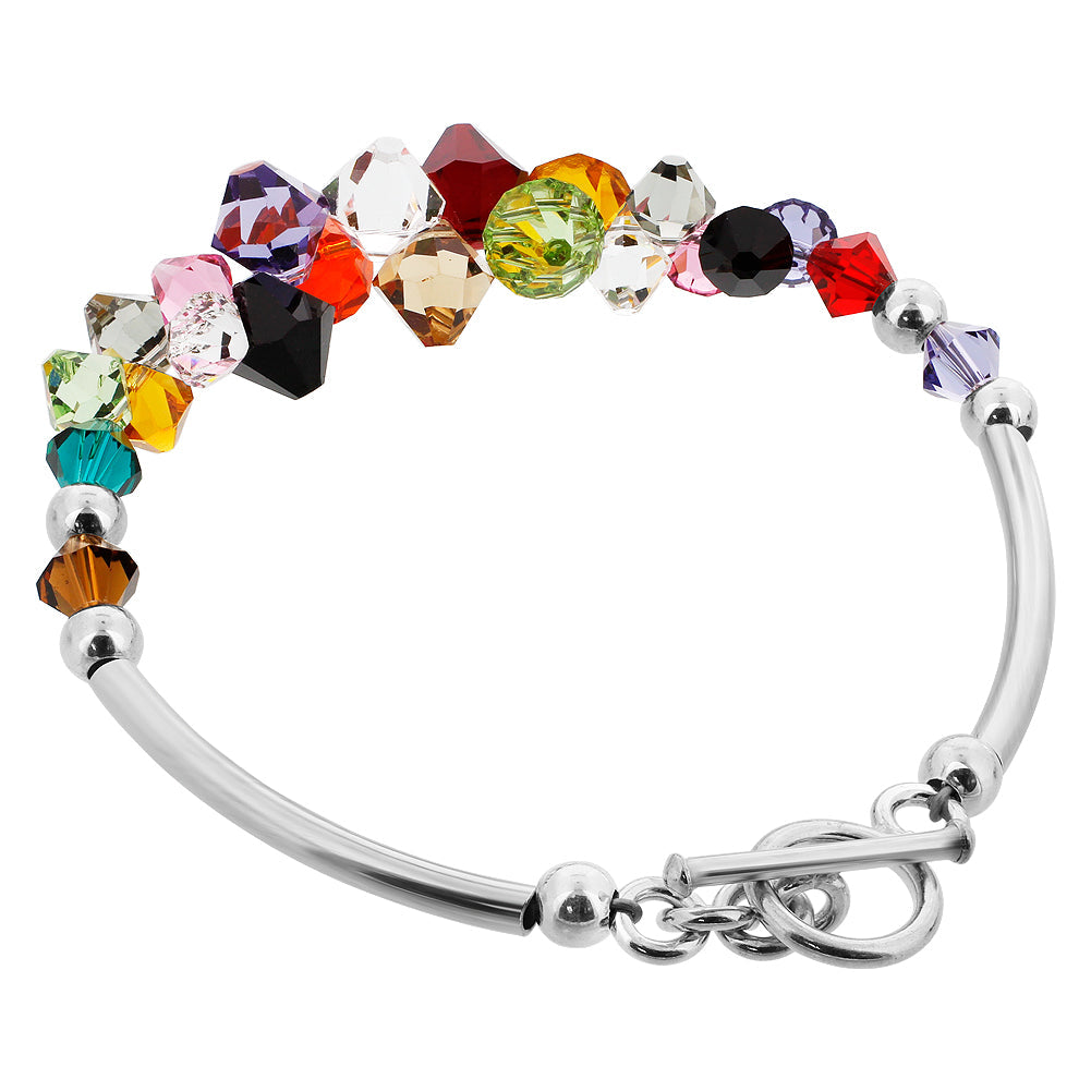 .925 Sterling Silver Bracelet with Austrian Crystals 7.5 Inches