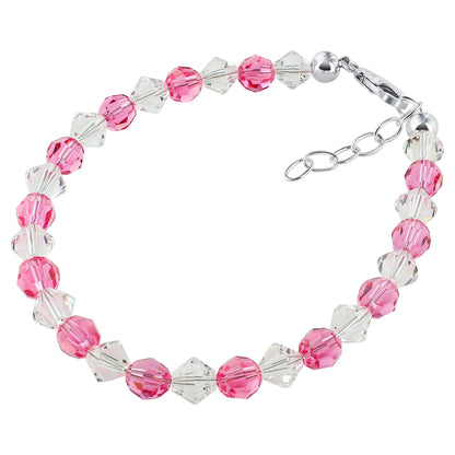 Sterling Silver Bracelet with Austrian Crystals Adjustable 7 to 8 Inch