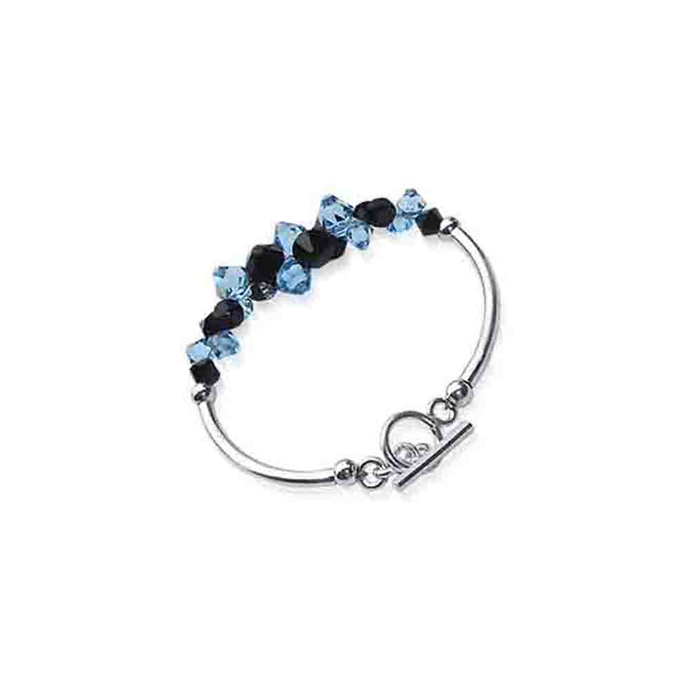 .925 Sterling Silver Bracelet with Austrian Crystals 7.5 Inches