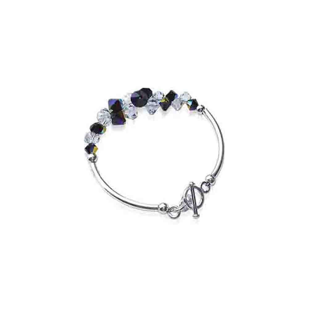.925 Sterling Silver Bracelet with Austrian Crystals 7.5 Inches