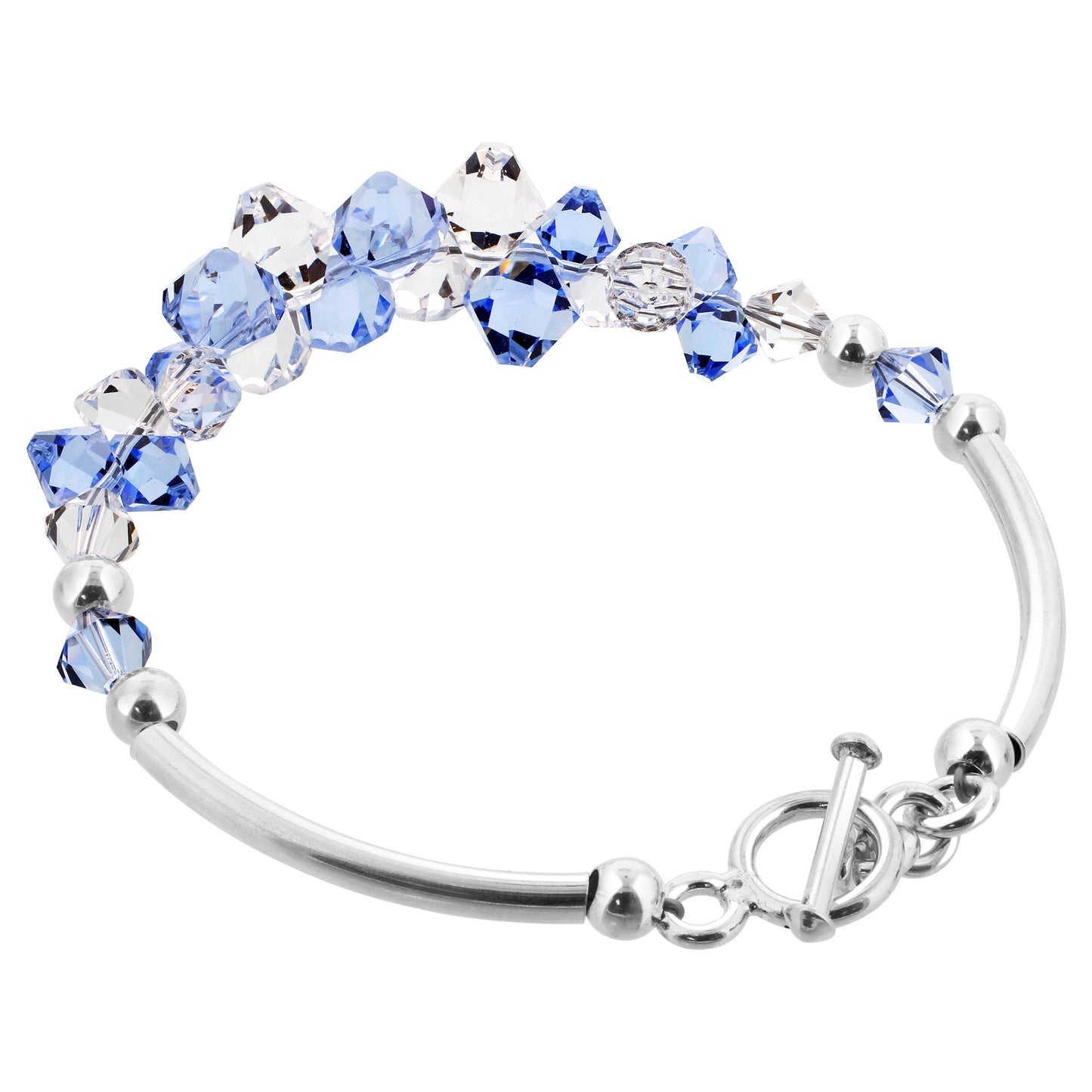 .925 Sterling Silver Bracelet with Austrian Crystals 7.5 Inches