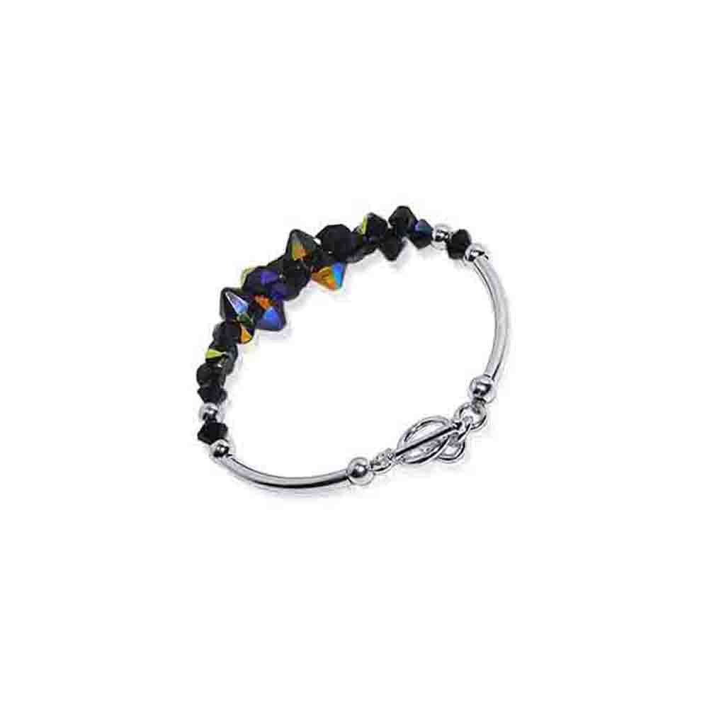 .925 Sterling Silver Bracelet with Austrian Crystals 7.5 Inches