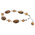 Tiger Eye with Austrian Crystals 925 Sterling Silver 7 to 8.5 inch Long Adjustable Bracelet