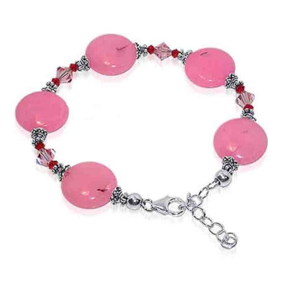 Soapstone & Austrian Crystals Sterling Silver Bracelet - Gem Avenue