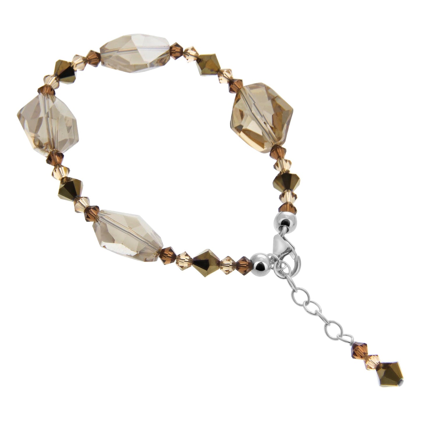 Adjustable 7 to 8 inch .925 Silver Bracelet with Austrian Crystals