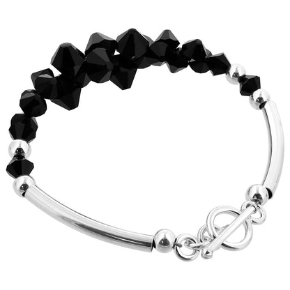 .925 Sterling Silver Bracelet with Austrian Crystals 7.5 Inches