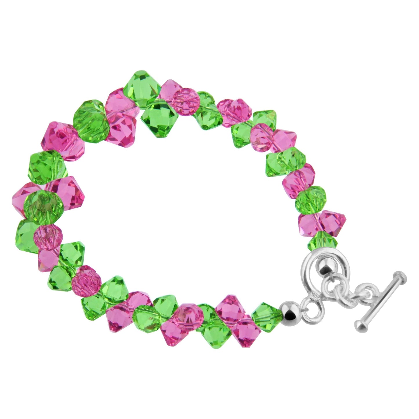 .925 Silver 7.5 Inch Bracelet with Cluster Style Bicone Austrian Crystals