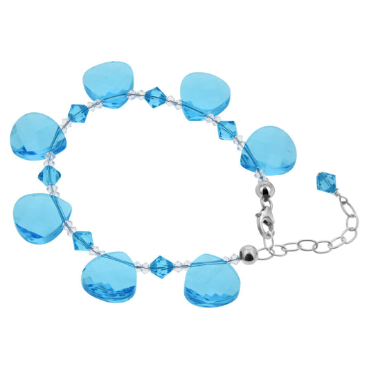 .925 Silver 7 to 8.5 inch Adjustable Bracelet with Austrian Crystals