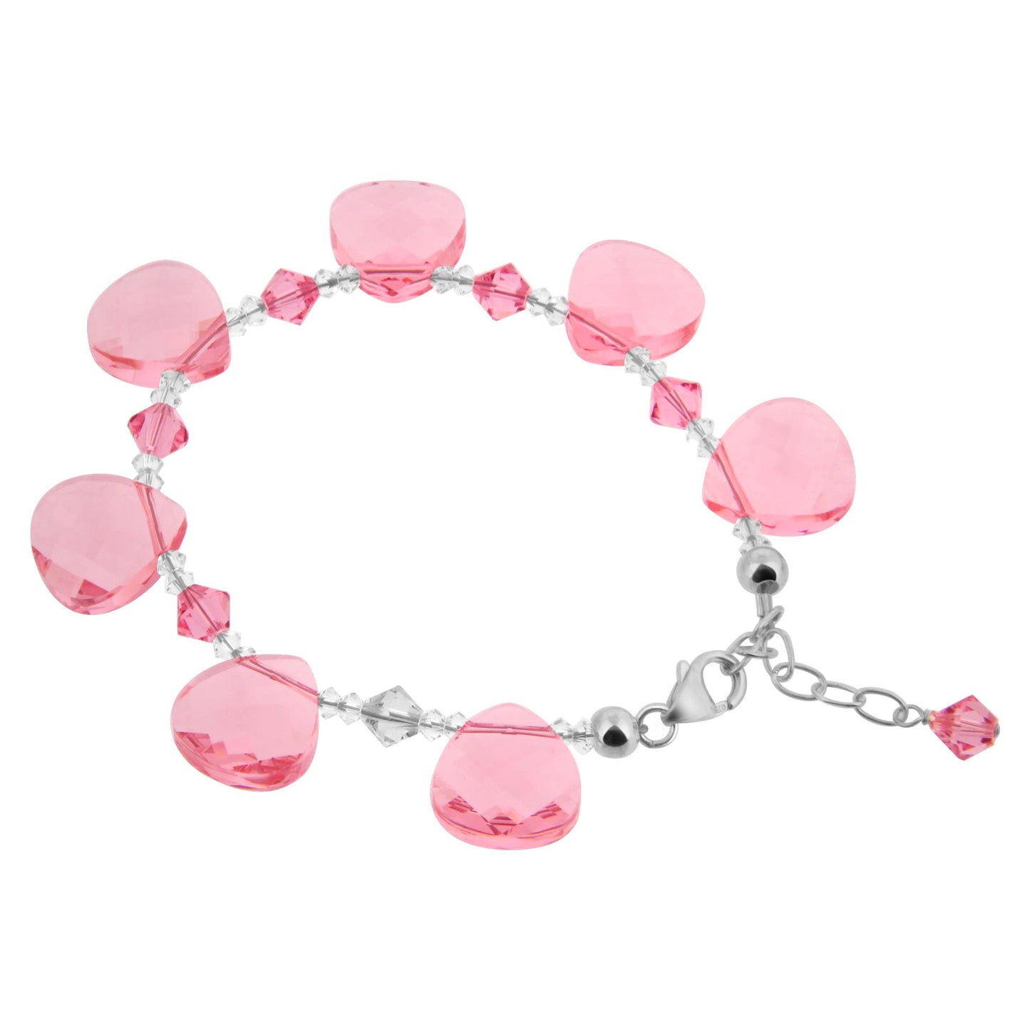 .925 Silver 7 to 8.5 inch Adjustable Bracelet with Austrian Crystals