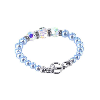.925 Silver 7.5 inch Bracelet with Austrian Crystals and Faux Pearl