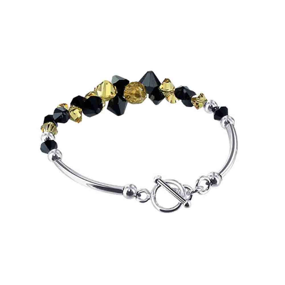 .925 Sterling Silver Bracelet with Austrian Crystals 7.5 Inches