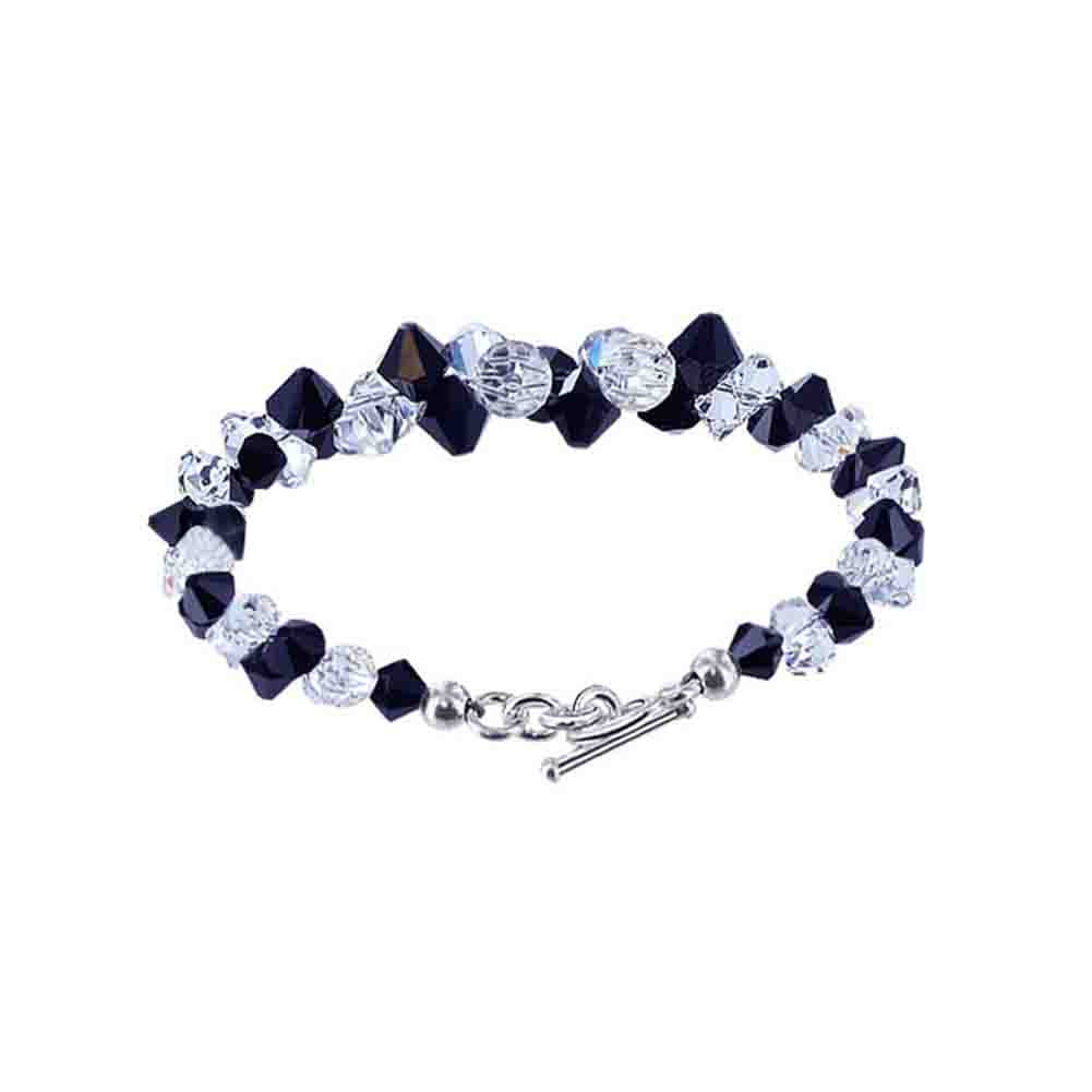 .925 Silver 7.5 Inch Bracelet with Cluster Style Bicone Austrian Crystals