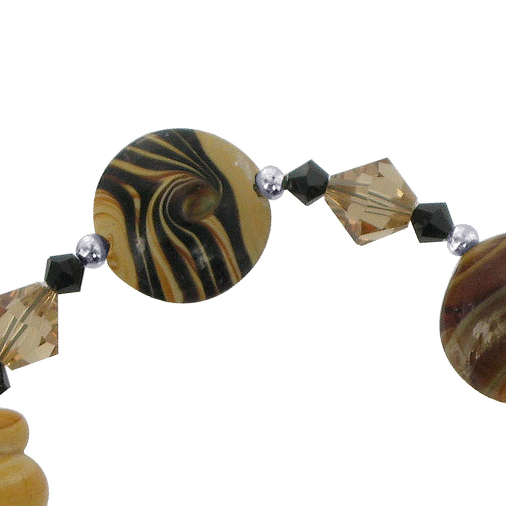 Blown Glass with Austrian Crystals 7 inch Sterling Silver Bracelet - Gem Avenue