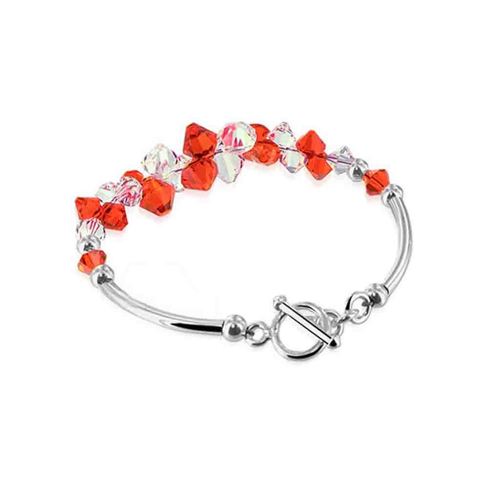 .925 Sterling Silver Bracelet with Austrian Crystals 7.5 Inches