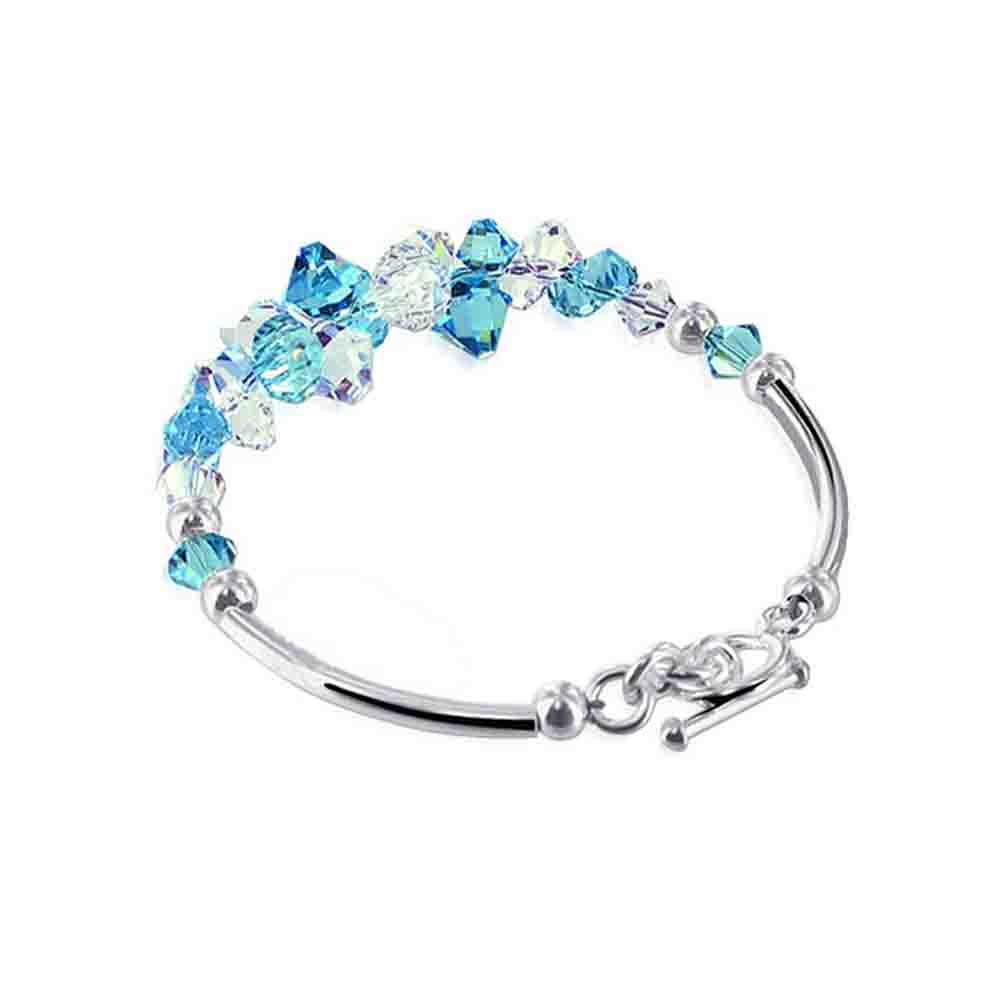 .925 Sterling Silver Bracelet with Austrian Crystals 7.5 Inches