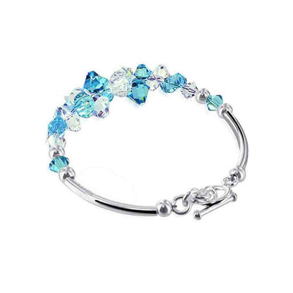 .925 Sterling Silver Bracelet with Austrian Crystals 7.5 Inches