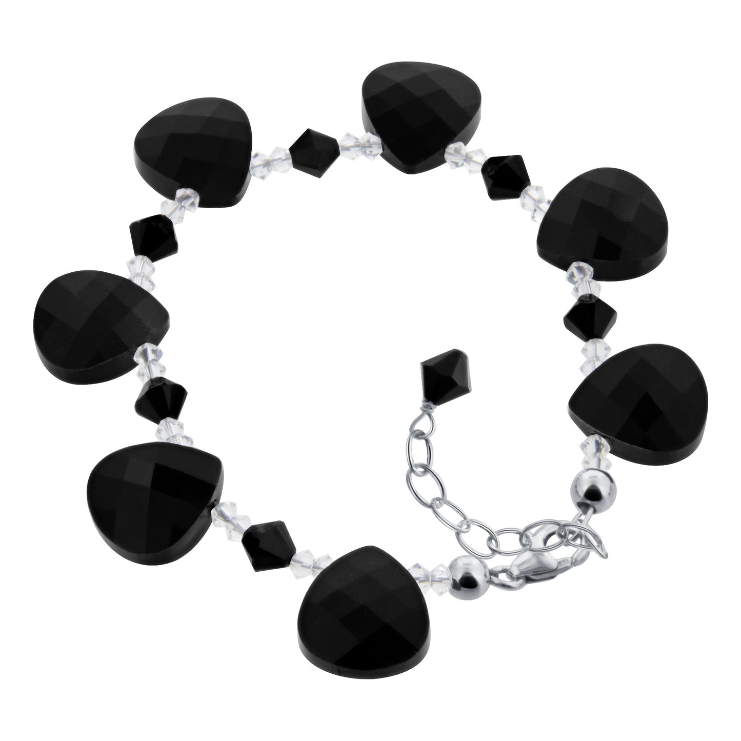 .925 Silver 7 to 8.5 inch Adjustable Bracelet with Austrian Crystals