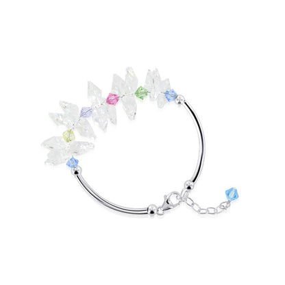 Sterling Silver 7 inch Wide Bracelet with Multicolor Austrian Crystals