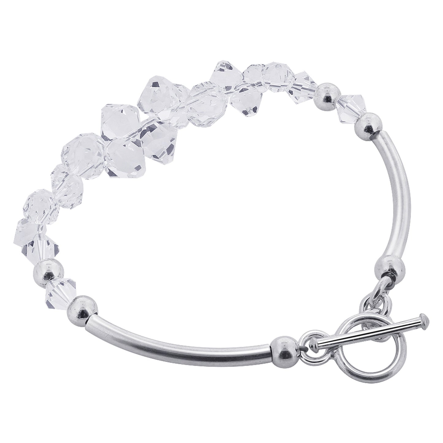 .925 Sterling Silver Bracelet with Austrian Crystals 7.5 Inches