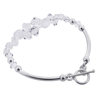 .925 Sterling Silver Bracelet with Austrian Crystals 7.5 Inches