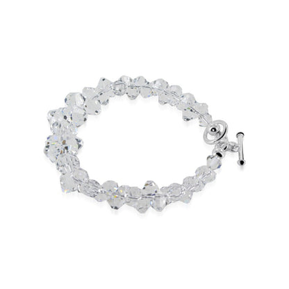 .925 Silver 7.5 Inch Bracelet with Cluster Style Bicone Austrian Crystals
