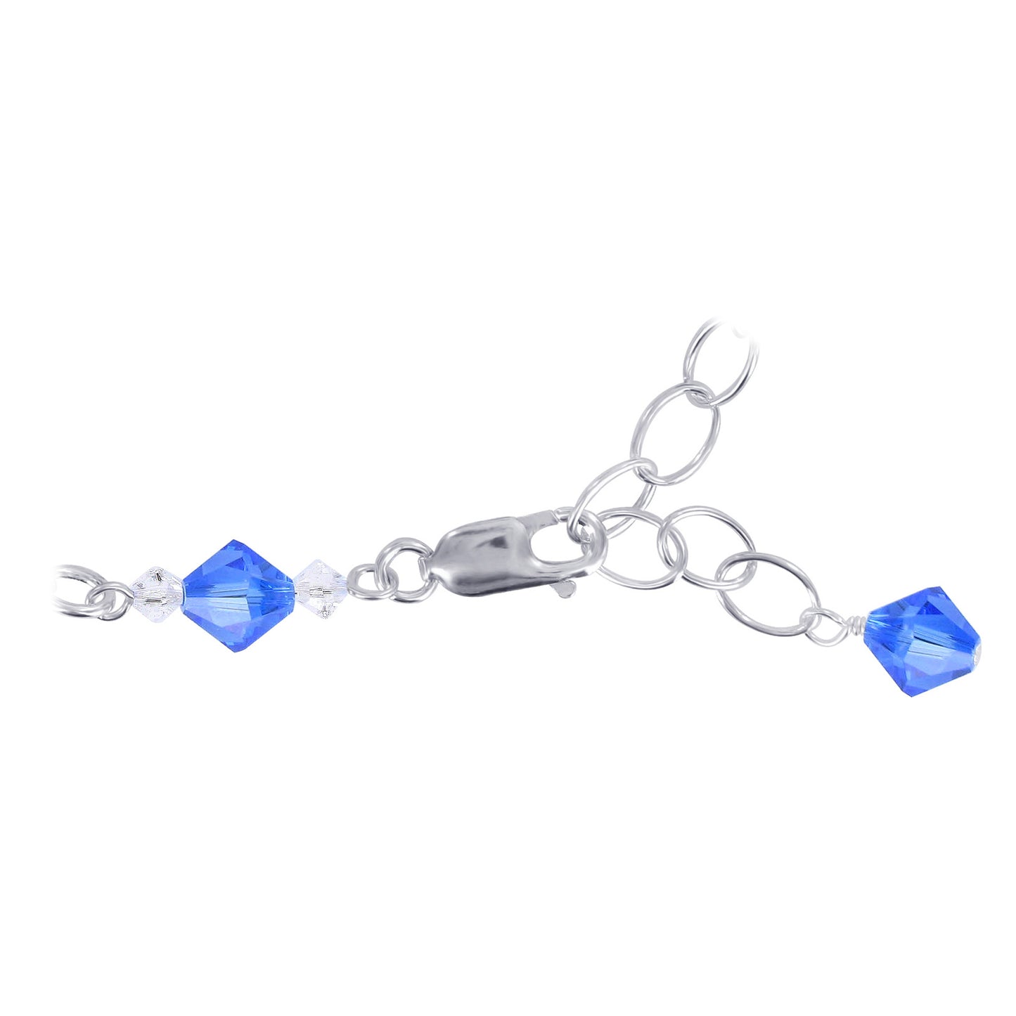 Blown Glass with Multicolor Austrian Crystals 925 Silver 8 to 9" Bracelet - SCBR200