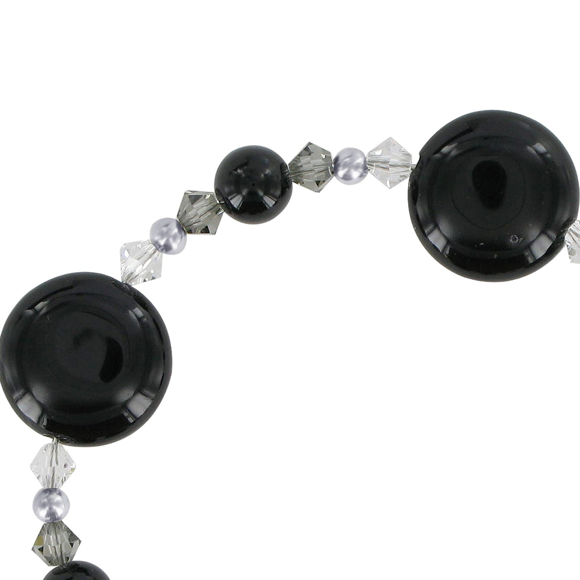 Black Onyx & Austrian Crystals 925 Sterling Silver Bracelet for Women - Gem Avenue
