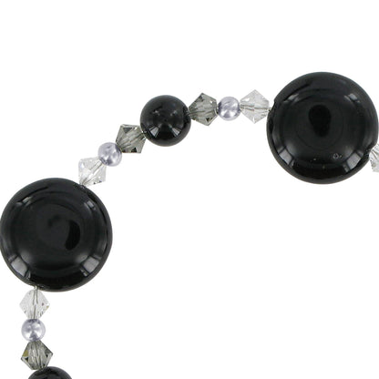Black Onyx & Austrian Crystals 925 Sterling Silver Bracelet for Women - Gem Avenue