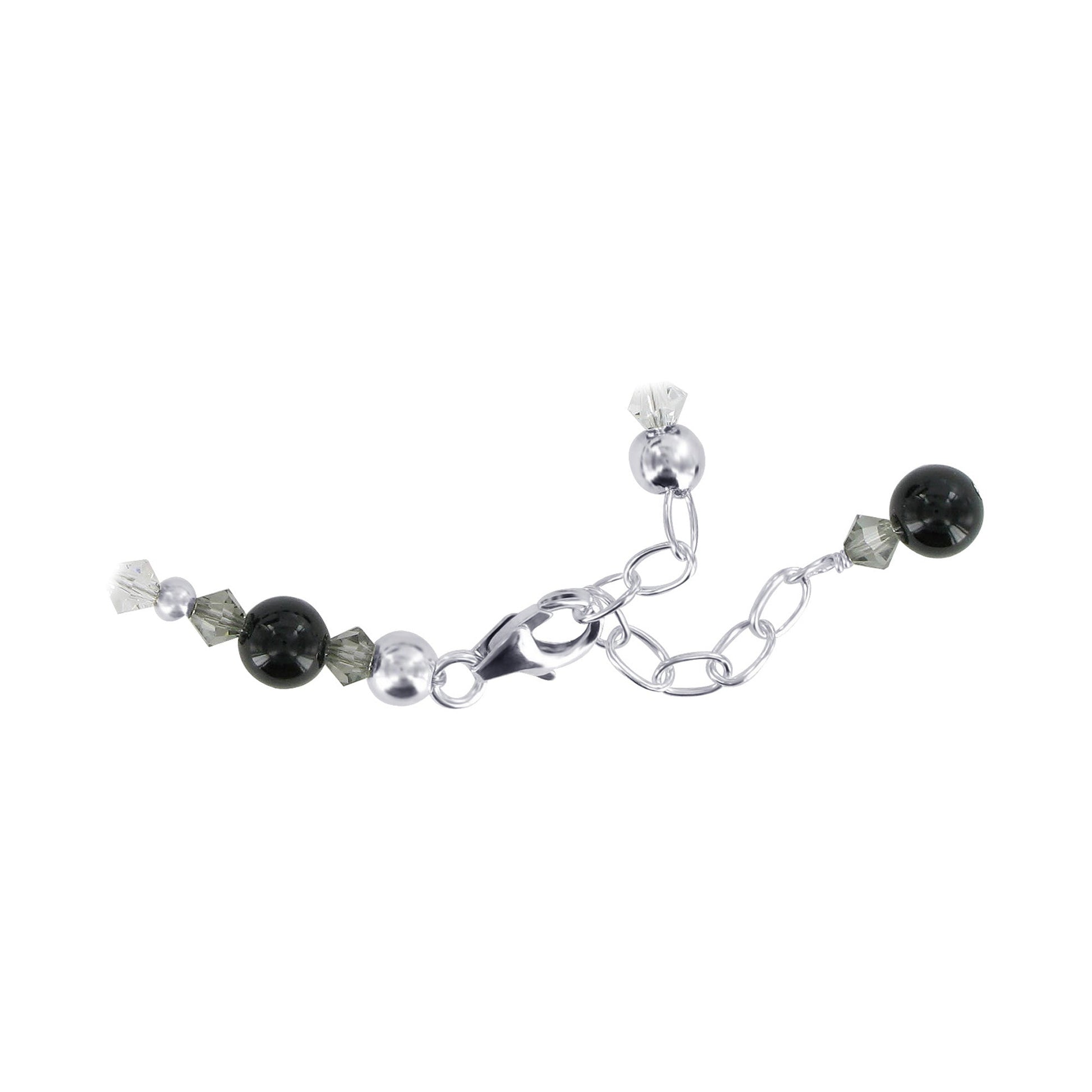 Black Onyx & Austrian Crystals 925 Sterling Silver Bracelet for Women - Gem Avenue