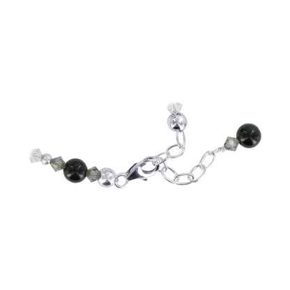 Black Onyx & Austrian Crystals 925 Sterling Silver Bracelet for Women - Gem Avenue