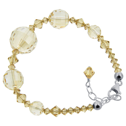 .925 Silver 7 to 8.5 inch Adjustable Bracelet with Round Austrian Crystals