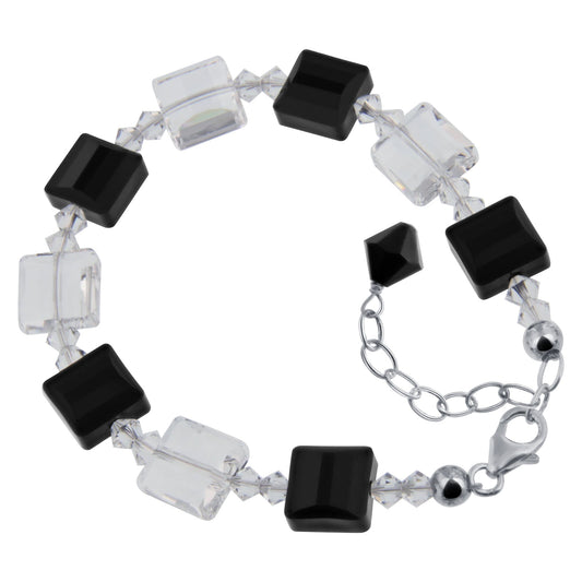 7 to 9 inch Adjustable .925 Silver Bracelet with Multi Austrian Crystals