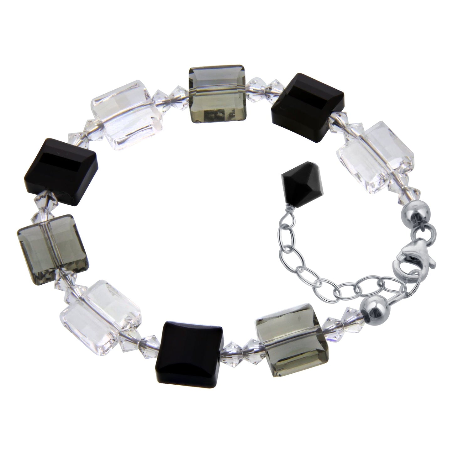 7 to 9 inch Adjustable .925 Silver Bracelet with Multi Austrian Crystals