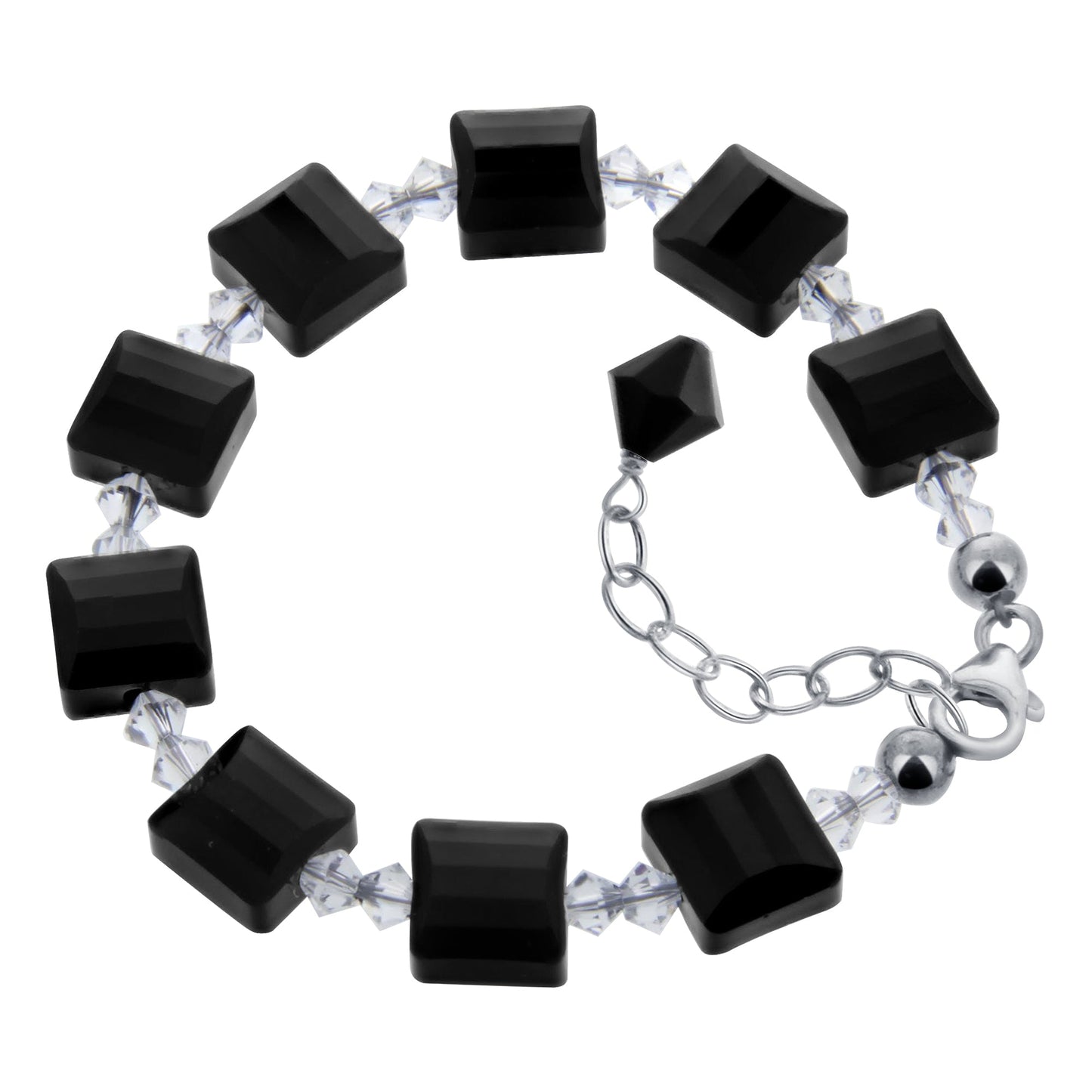 7 to 9 inch Adjustable .925 Silver Bracelet with Multi Austrian Crystals
