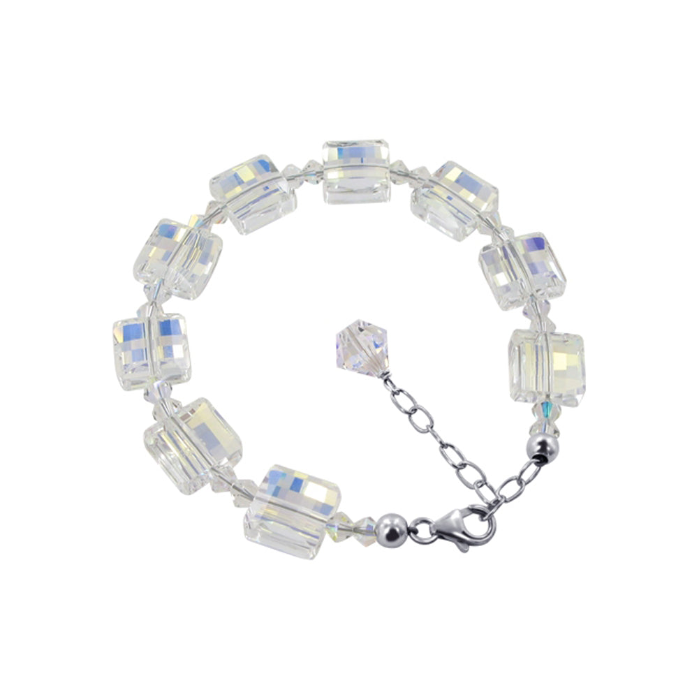 7 to 9 inch Adjustable .925 Silver Bracelet with Multi Austrian Crystals
