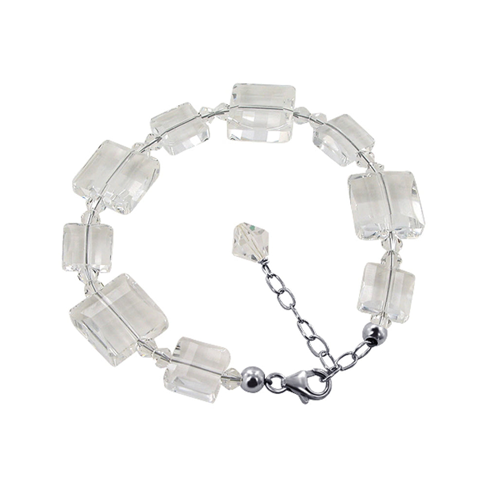 7 to 9 inch Adjustable .925 Silver Bracelet with Multi Austrian Crystals